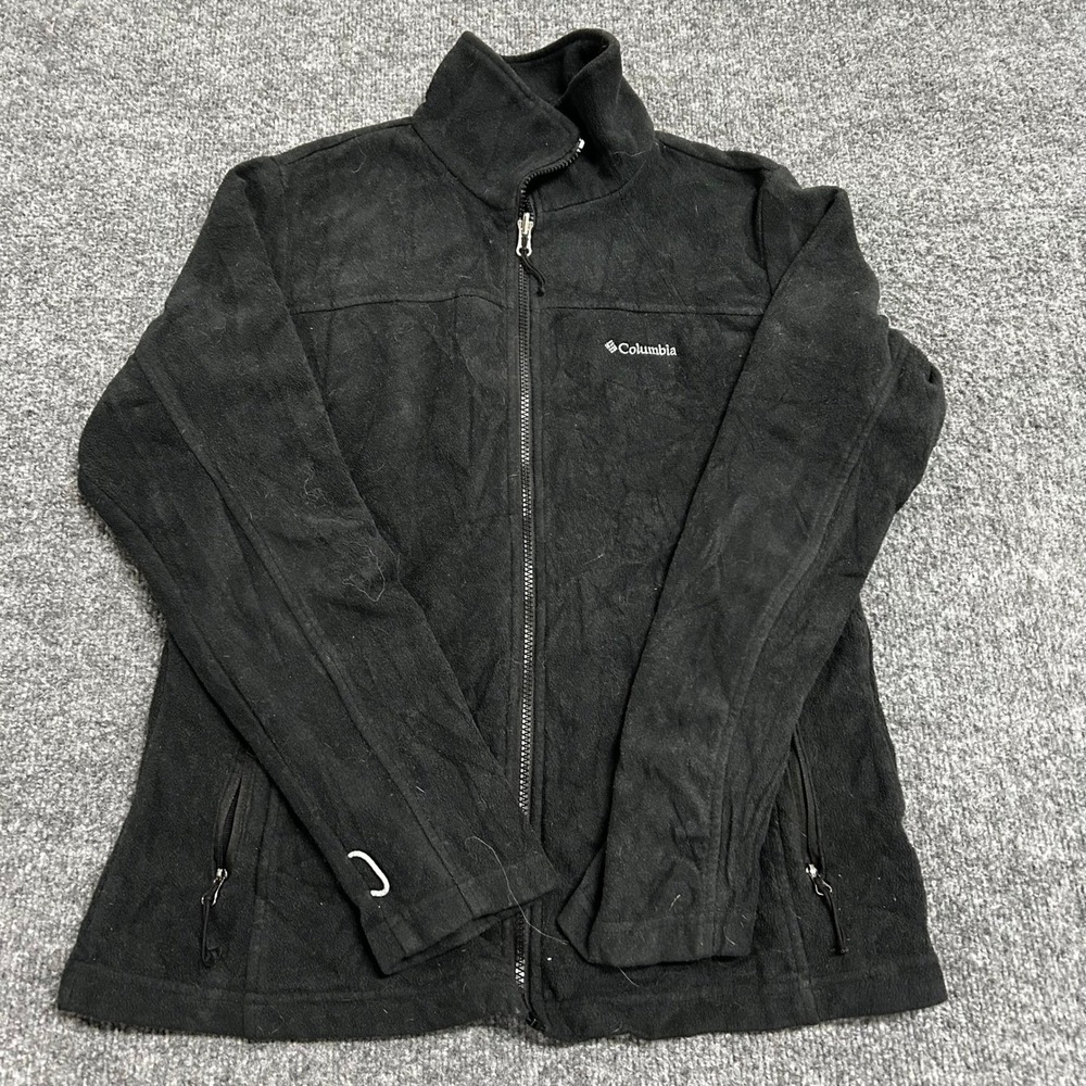 Columbia Fleece Jacket Womens Size L Black Full Zip Mock Neck Outdoor XL0098